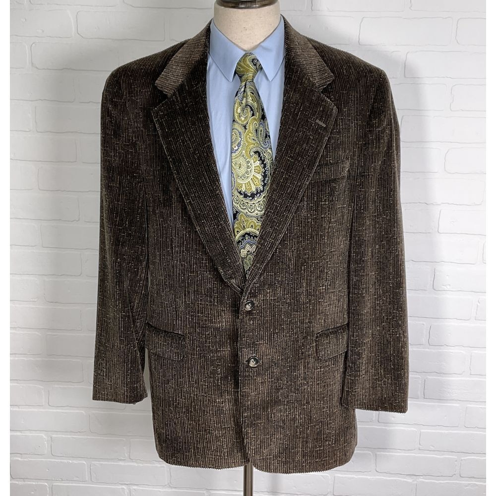 Moores Blazer Men 42L Brown Black Fleck De Ball Cord Corduroy Preppy Academia